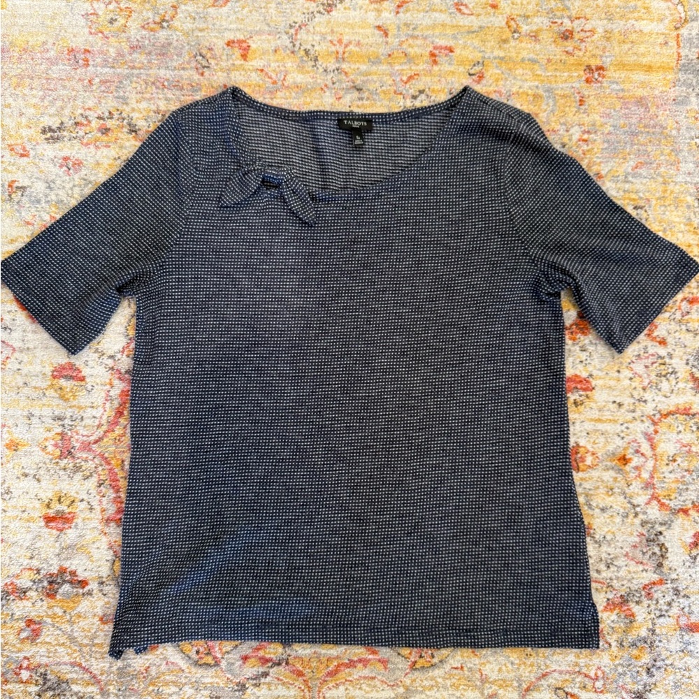 Talbots Women's Grey and White Top